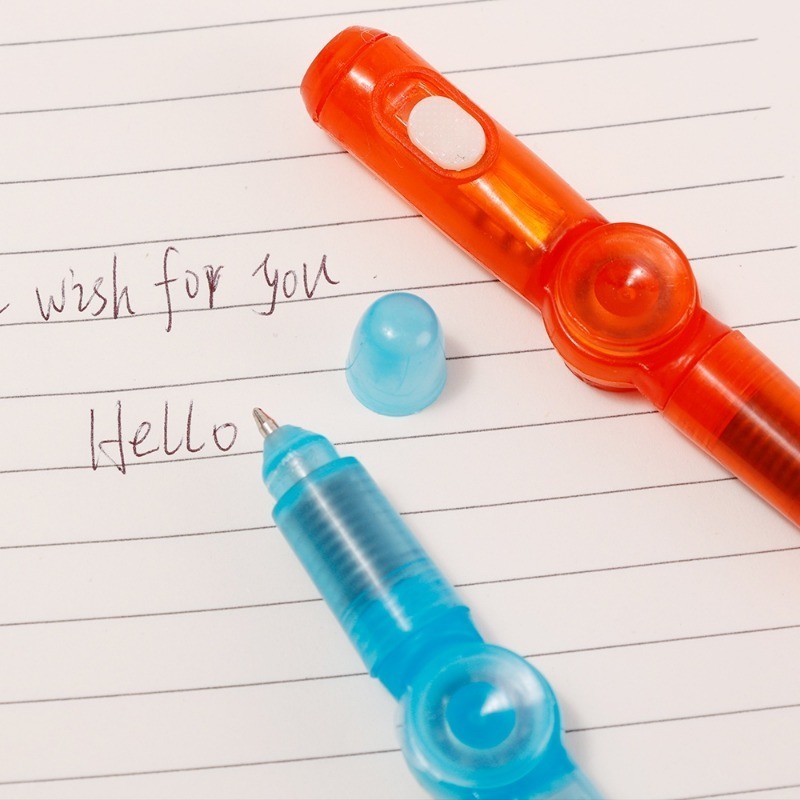 1/4 ชิ้น LED Spinning ปากกาลูกลื่น - Spinner ความเครียดบรรเทาของเล่น - เด็กนักเรียนเครื่องเขียนอุปกรณ์ - เรืองแสงในที่มืด, ความแปลกใหม่, ตลก - Luminous Gyro ปากกา