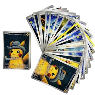 18pcs Pokemon Van Gogh Pikachu คอลเลกชันการ์ด DIY Charizard Mewtwo คอลเลกชันการ์ดอะนิเมะ Self Made Squirtle การ์ดของเล่น