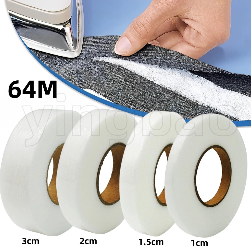 64m 10 มม.-30 มม.สองด้านไม่ทอ Interlining ผ้ากาวเสื้อผ้าเครื่องแต่งกายเหล็กบน Hem เทป Interlining Web สําหรับ DIY เย็บหัตถกรรม