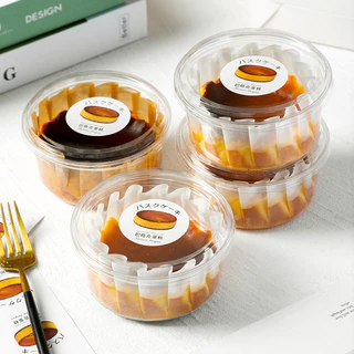 กล่องพลาสติกใสพร้อมฝาทรงกลม รหัส F117 (4นิ้ว) H1616 (6นิ้ว) ใส่ชีสเค้กหน้าไหม้ แพค 20 ชุด กล่องใสใส่สลัด