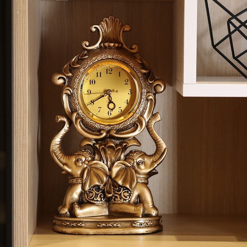 ใหม่ ขายดี นาฬิกาตั้งโต๊ะ รูปช้าง สไตล์ยุโรป เก่าแก่ สําหรับตกแต่งบ้าน ห้องนั่งเล่น