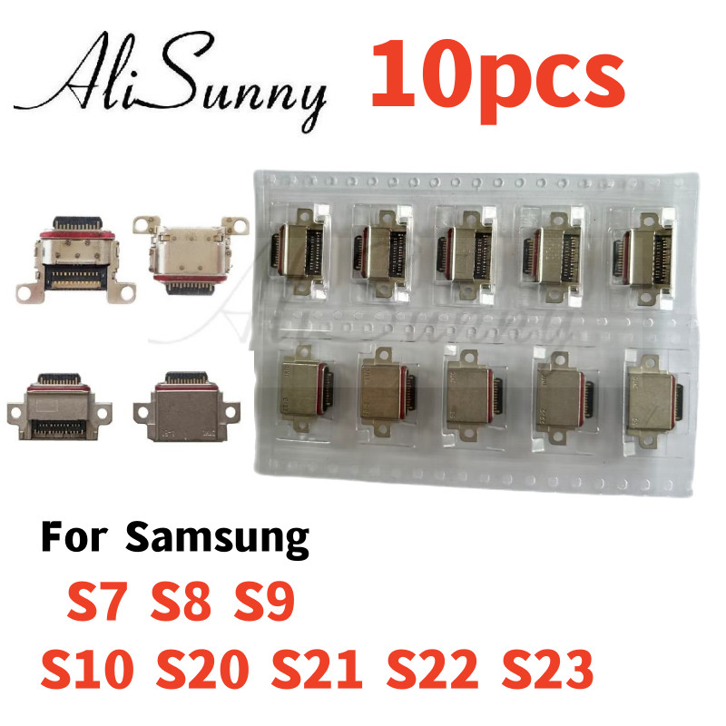 พอร์ตเชื่อมต่อ USB อะไหล่ปลั๊กชาร์จ สําหรับ SamSung Galaxy S10 S22 S21 Plus S10E S20 Note 10 Ultra S8 S9 S7 10 ชิ้น