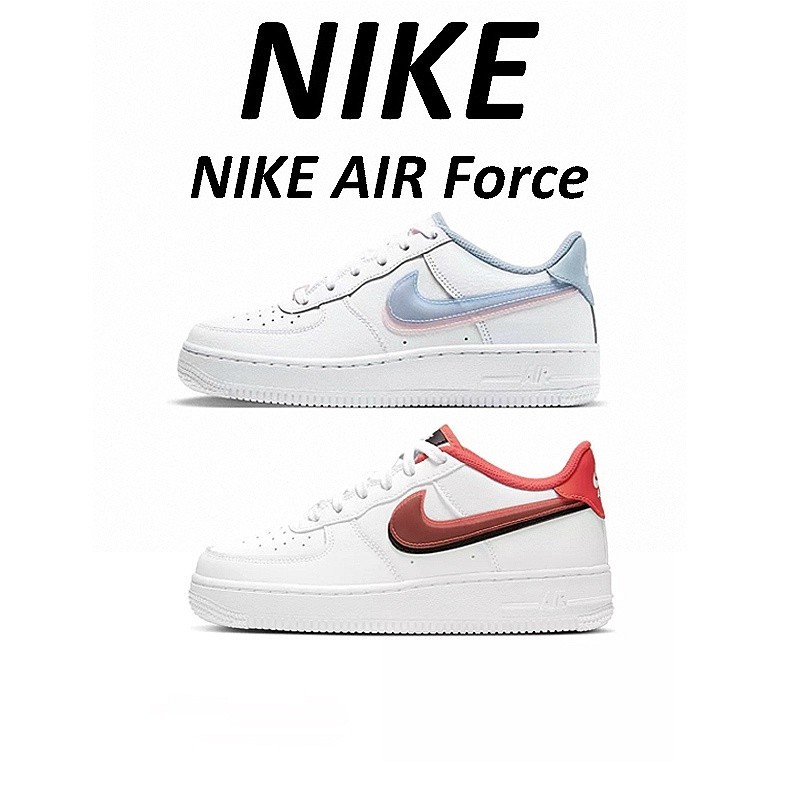 Nike Air Force 1 AF1Nike Air Force One Women's White Blue Pink 'White Red Black Double Hook Stitchin