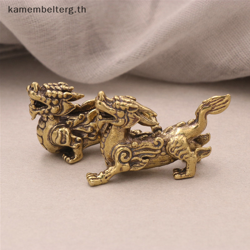Kam ฟิกเกอร์รูปปั้นสัตว์ปี่เซียะ ทองเหลือง สไตล์จีนย้อนยุค สําหรับตกแต่งบ้าน