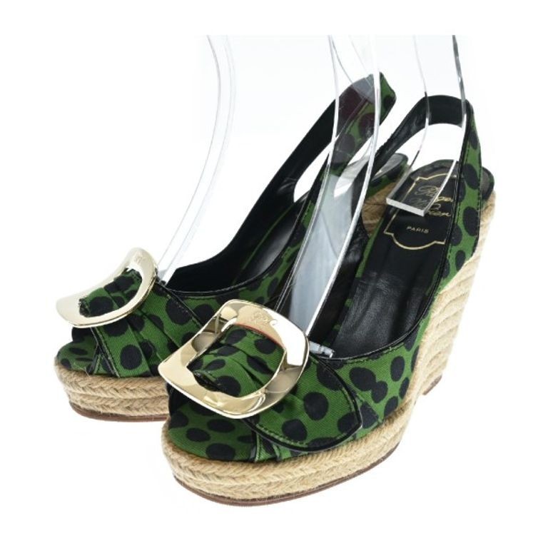 Roger Vivier M O I 5 Sandals Dot Women black green 22.5cm Direct from Japan Secondhand