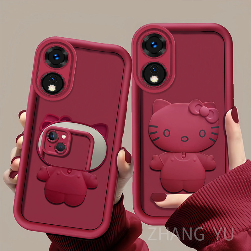 ปลอก OPPO RENO 8T 4G 5G เคสโทรศัพท์ใหม่ TPU soft case cat ที่วางกระจกแต่งหน้าเลนส์คลุมทั้งหมดฝาครอบป้องกันดูดซับแรงกระแทก