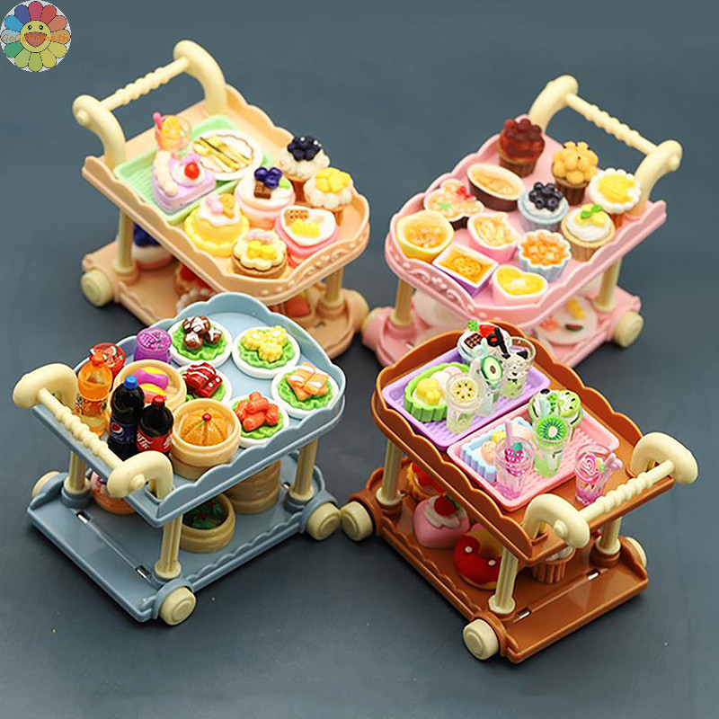 Gogo น ่ ารักตุ ๊ กตาบ ้ านตกแต ่ งของเล ่ น 1 กล ่ องมินิรถเข ็ นรับประทานอาหารตุ ๊ กตาชั ้ นวางของห ้ องครัวรุ ่ นเครื ่ องประดับเฟอร ์ นิเจอร ์ อุปกรณ ์ เสริม TH