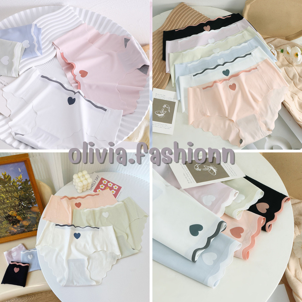 Olivia กางเกงชั้นใน เซ็กซี่ ผ้าเรยอน รูปหัวใจ มี 7 สี #8N70