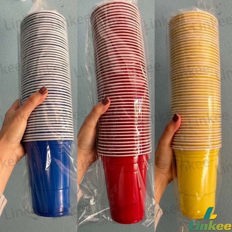 【20,50 ใบ/ชุด】แก้วแดง RED CUP AMERICAN PARTY แก้วปาร์ตี้ 16oz. งานเลี้ยง เบียร์ปอง BEER PONG