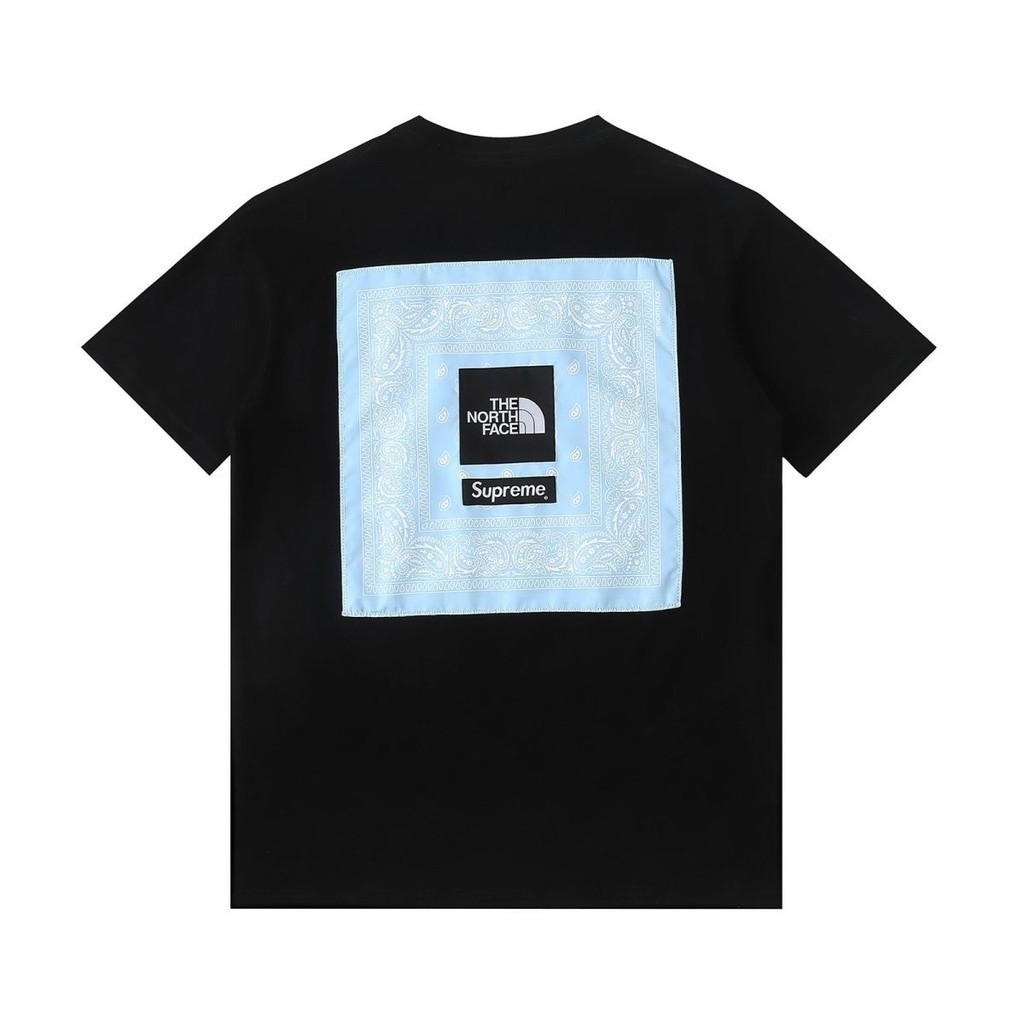 เสื้อยืดคอกลม แขนสั้น ผ้าฝ้าย ทรงหลวม ลาย Supreme X The North Face สําหรับผู้ชาย และผู้หญิง