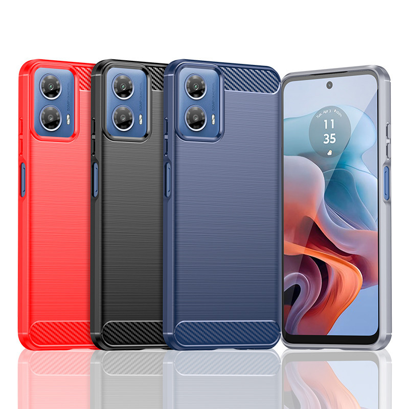 สําหรับ Moto G34 5G 6.5 นิ้วคาร์บอนไฟเบอร์ซิลิโคนกันกระแทกกันชนสําหรับ Motorola Moto G34