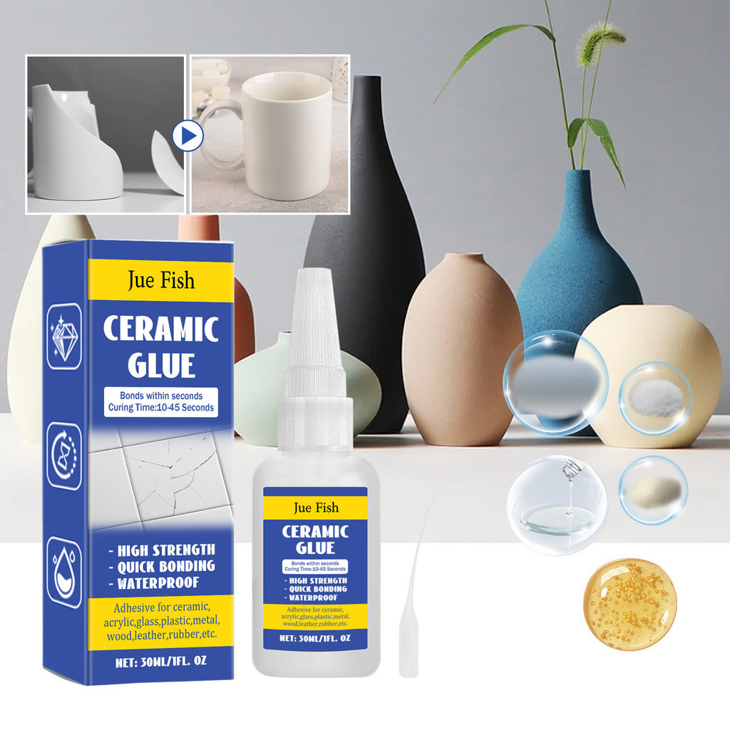 30ml Jue ปลาเซรามิคซ ่ อมกาวในครัวเรือน Porcelain Quick Repair เซรามิค Cracks Damage Multifunctional