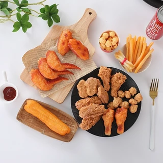 ชุดไก่ทอดปลอม ชุดอาหารฟาสต์ฟู้ด อาหารว่าง จัดเป็นเซต โมเดลอาหารฟาสฟู้ด พร๊อพถ่ายรูป ตกแต่งร้านค้า แต่งบ้าน