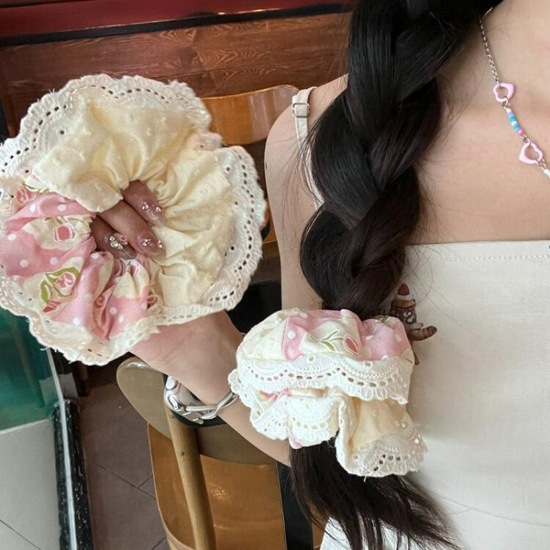 1 ชิ ้ นทิวลิปพิมพ ์ ลูกไม ้ ตกแต ่ งผมเชือกผมหางม ้ าหัวเชือก Scrunchies ผมผูก Headwear สําหรับสาวหวาน