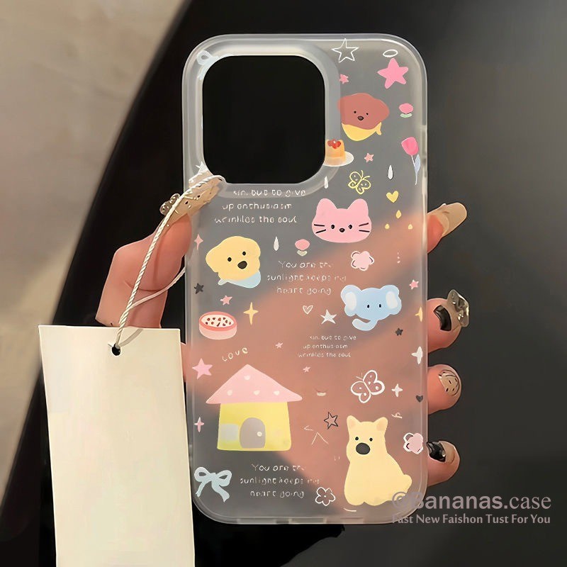 Iphone 15 14 13 12 11 Pro Max X Xr Xs Max 7 8 Plus SE2020 เคสโทรศัพท์สีลูกกวาดผีเสื้อ Matte Clearฝาครอบโทรศัพท์นุ่ม