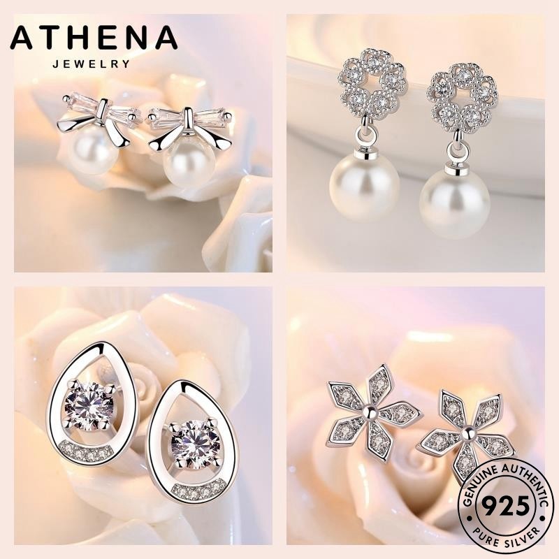 ATHENA JEWELRY ผู้หญิง ต่างหู ตุ้มหู 925 เงิน ห่วง แฟชั่น แท้ เพชร M140
