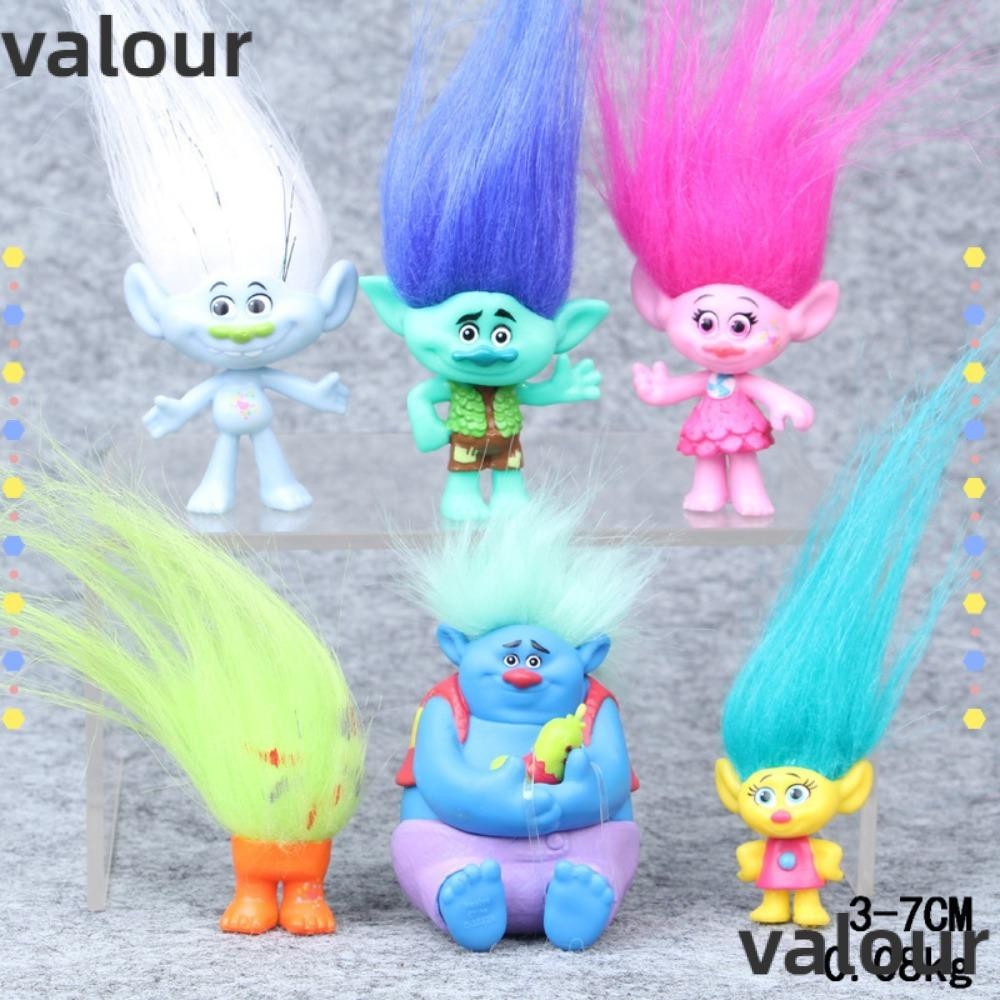 Valour 6 ชิ ้ นผมยาว Troll Doll, หลายสไตล ์ DreamWorks ตุ ๊ กตา Plush, ของขวัญ Plush Hair Magic Hair Elves ของเล ่ นเด ็ ก