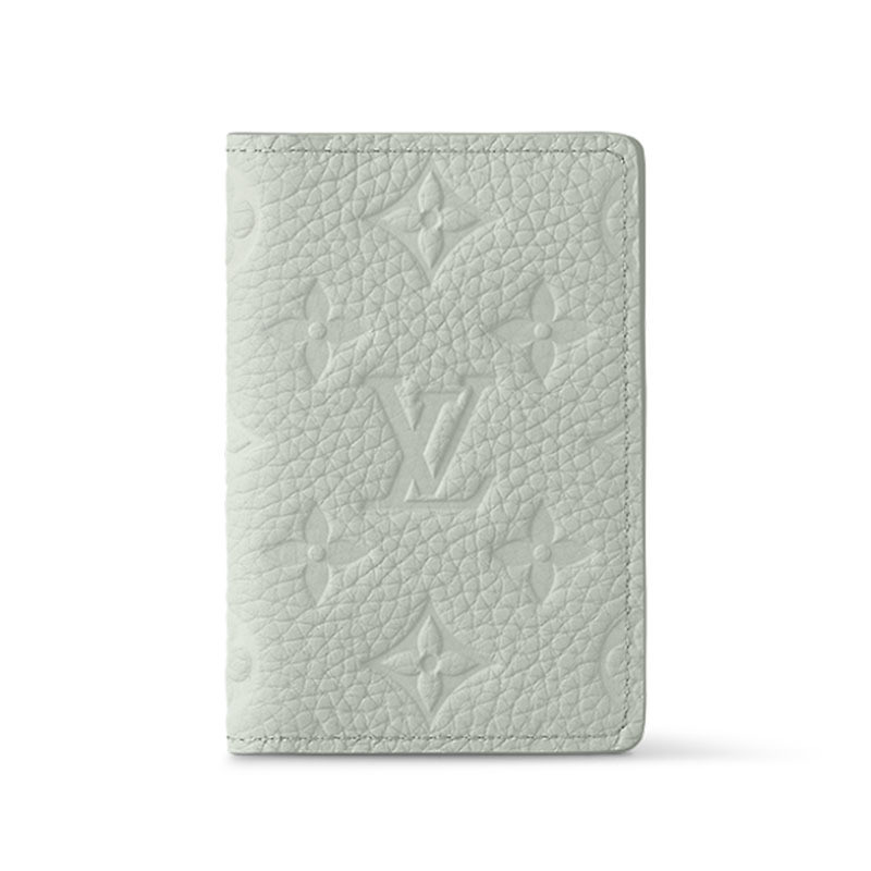 Louis Vuitton/Louis Vuitton Men's Wallet LV Light Gray Embossed Grained Calfskin Short Pocket M82557