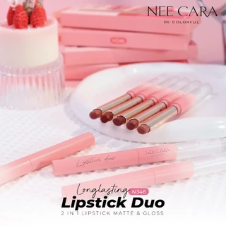 Nee Cara Long Lasting Lipstick Duo Matte & Gloss #N346 นีคาร่า ลอง ลาสติ้ง ลิปสติก ดูโอ้ แมทท์ แอนด์ กลอส x 1 ชิ้น svl