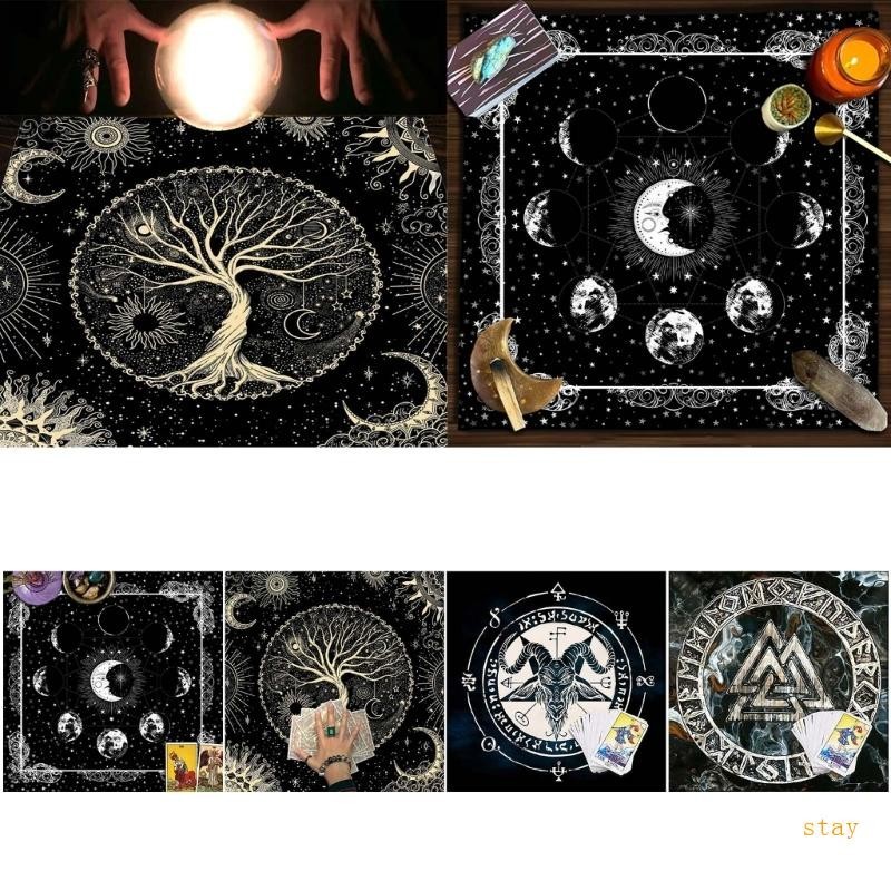 Stay Tarots ผ้าปูโต๊ะ Rune Divinations ตาราง Astrology Oracles เกมกระดานรูปร่างสี่เหลี่ยมลูกตุ้มแท่นบูชาตาราง C