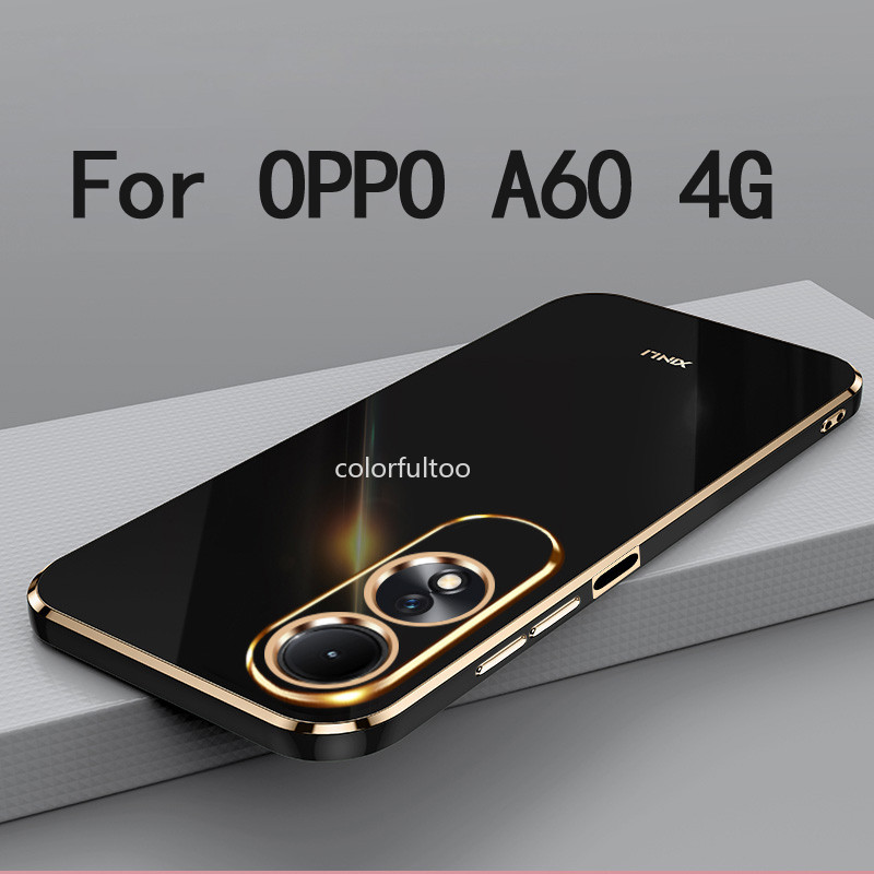 Oppo A60 4G หรูหรา 6D ชุบซิลิโคน TPU อ่อนเคสโทรศัพท์สําหรับ Oppo A60 60 OppoA60 2024 กันกระแทกเลนส์กล้องป้องกันฝาหลังปลอกคู่