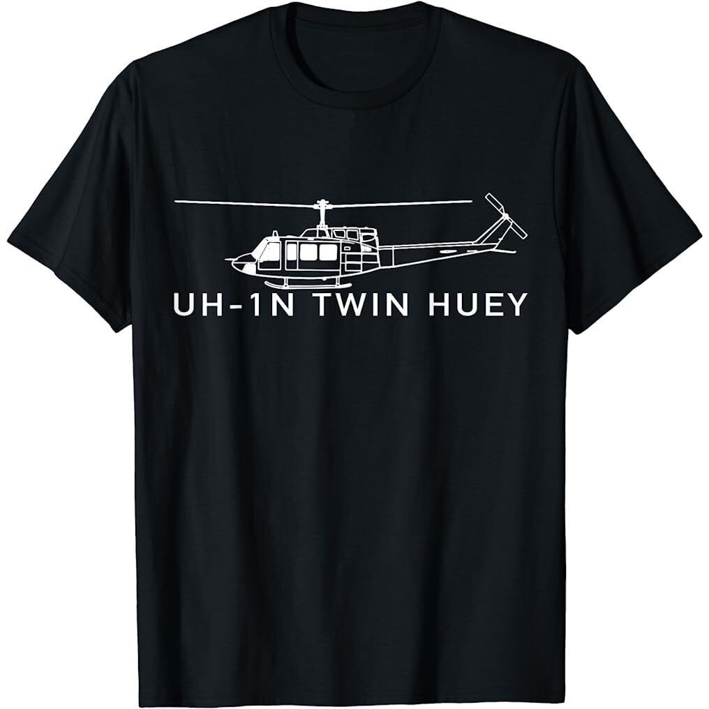 Uh-1N Twin Huey ทหารเฮลิคอปเตอร์เสื้อยืด Veteran