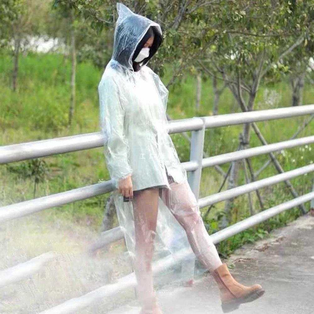 เสื้อกันฝนแบบพกพา โปร่งใส สำหรับผู้ใหญ่และเด็ก thumbnail 3