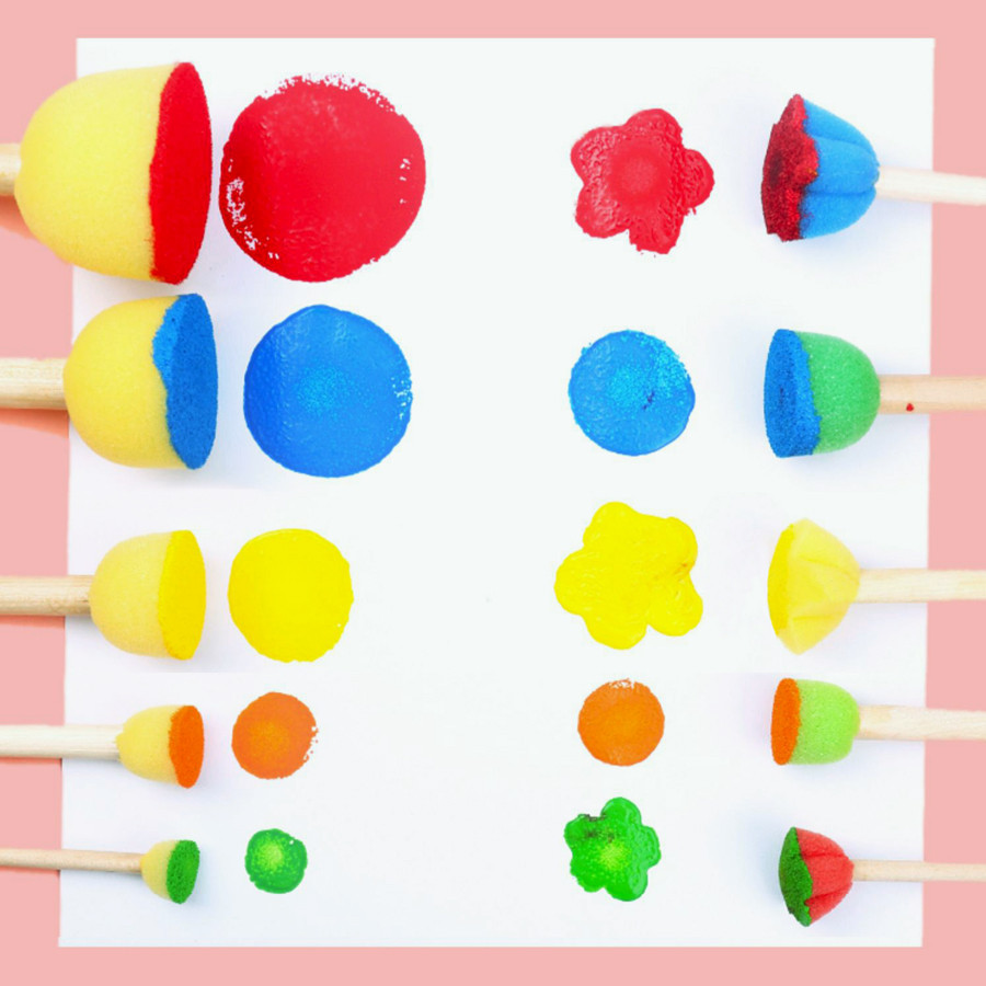 10 ชิ ้ น/ชุดฟองน ้ ําแปรงทาสีไม ้ จับทรงกลมลายดอกไม ้ ฟองน ้ ําซีลศิลปะภาพวาดเครื ่ องมือสําหรับเด ็ กนักเรียน - รูปที่ 3