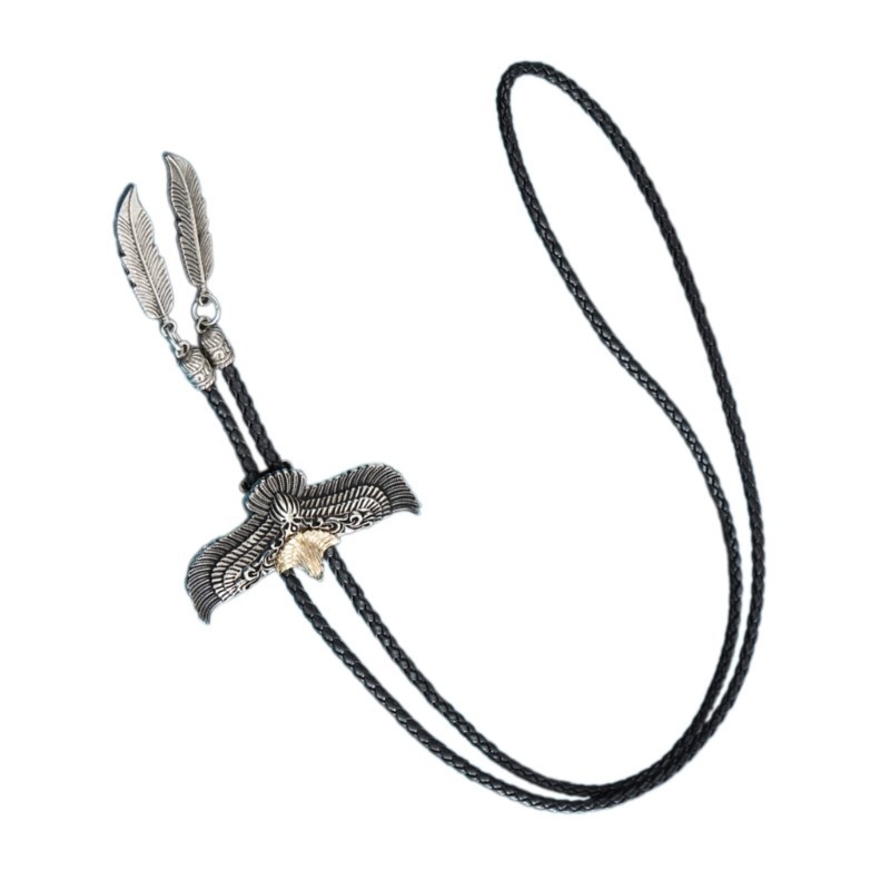Char Mens ผู้หญิงอเมริกัน Bolo Tie โลหะ Flying Eagle คาวบอยหนังเชือกเนคไทสร้อยคอตะวันตกพร้อมจี้ Feathered ราคา ถูกที่สุด ดีลบีเคเค แกลเลอรีภาพที่ 4