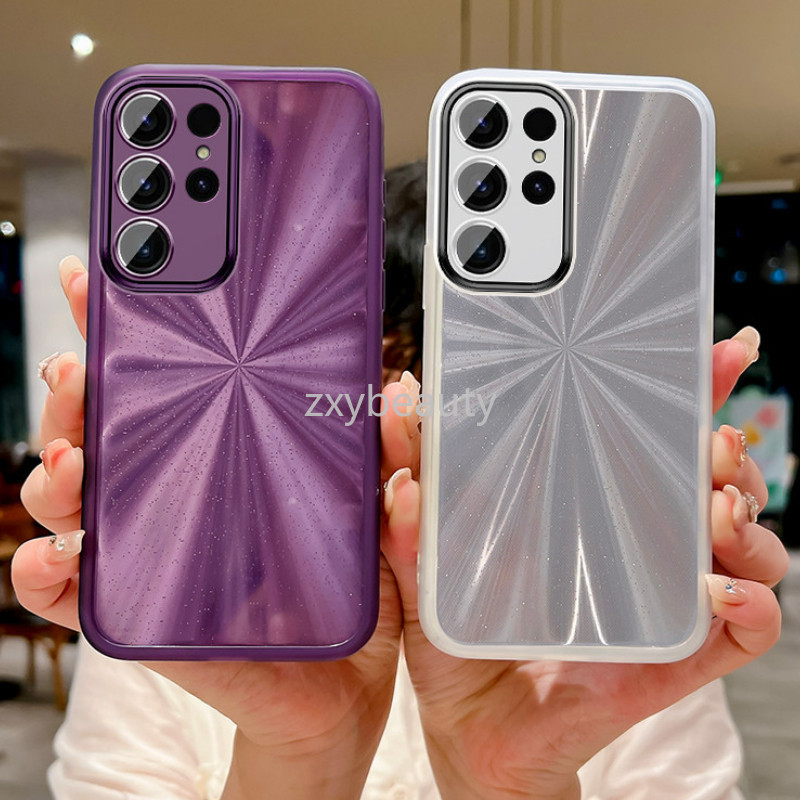 SAMSUNG สําหรับsamsung Galaxy S24 S23 S22 Plus Ultra FE 5G 2024 กรณีSoft Glitter Blingเลเซอร์ซิลิโคน