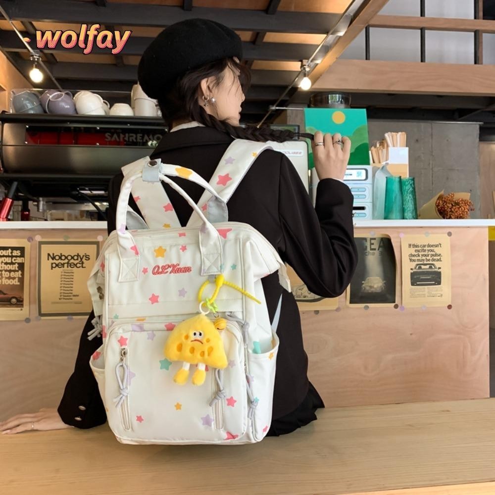 Wolfay กระเป๋านักเรียนนักเรียน, ความจุขนาดใหญ่หลายกระเป๋าผู้หญิงกระเป๋าเป้สะพายหลัง, Casual Star พิมพ์ไนลอนกระเป๋าสะพายปรับได้ผู้ใหญ่