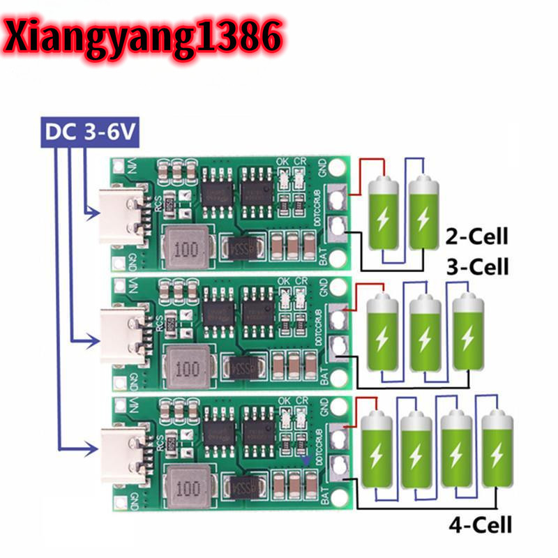 (1/5PCS) 18650 แบตเตอรี่ลิเธียม Multi-Cell 2S 3S 4S Type-C USB ถึง 8.4V 12.6V 16.8V Step-Up Boost LiPo Polymer Li-Ion Charger 7.4V 11.1V 14.8V