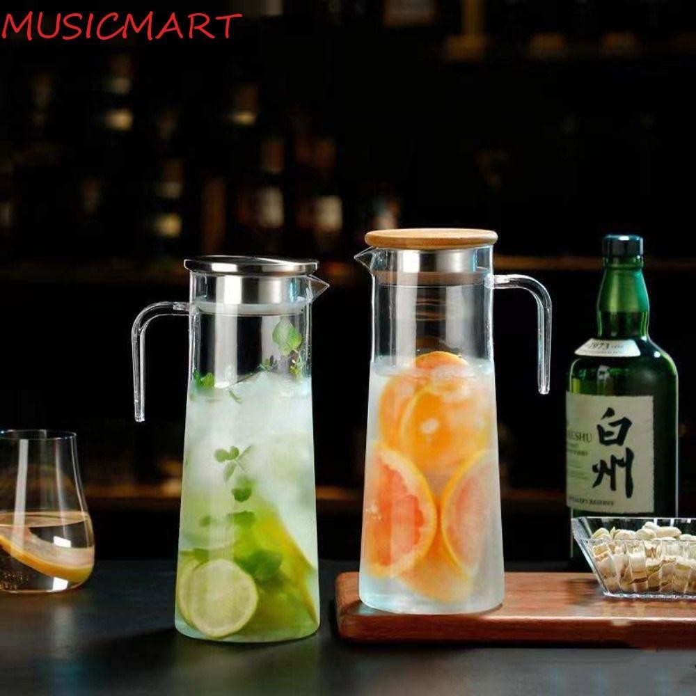 Musicmart เหยือกอะคริลิกใส, ไม้ใส/ขวดน้ําฝาสแตนเลส, กาน้ําชา 1.0L/1.2L/1.6L ความจุขนาดใหญ่ Anti-fall เหยือกน้ํา Party