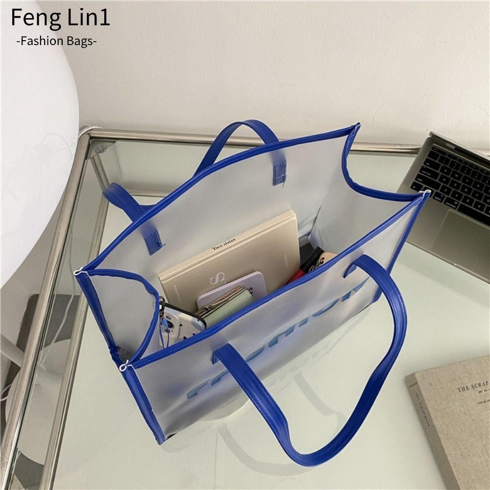 Fengling 2 ชิ ้ น/Set กระเป ๋ าสะพายไหล ่ , กระเป ๋ าโท ้ ทเลเซอร ์ โปร ่ งใส , แฟชั ่ นสีลูกกวาด PVC Jelly Simple Shopping Bag ผู ้ หญิง