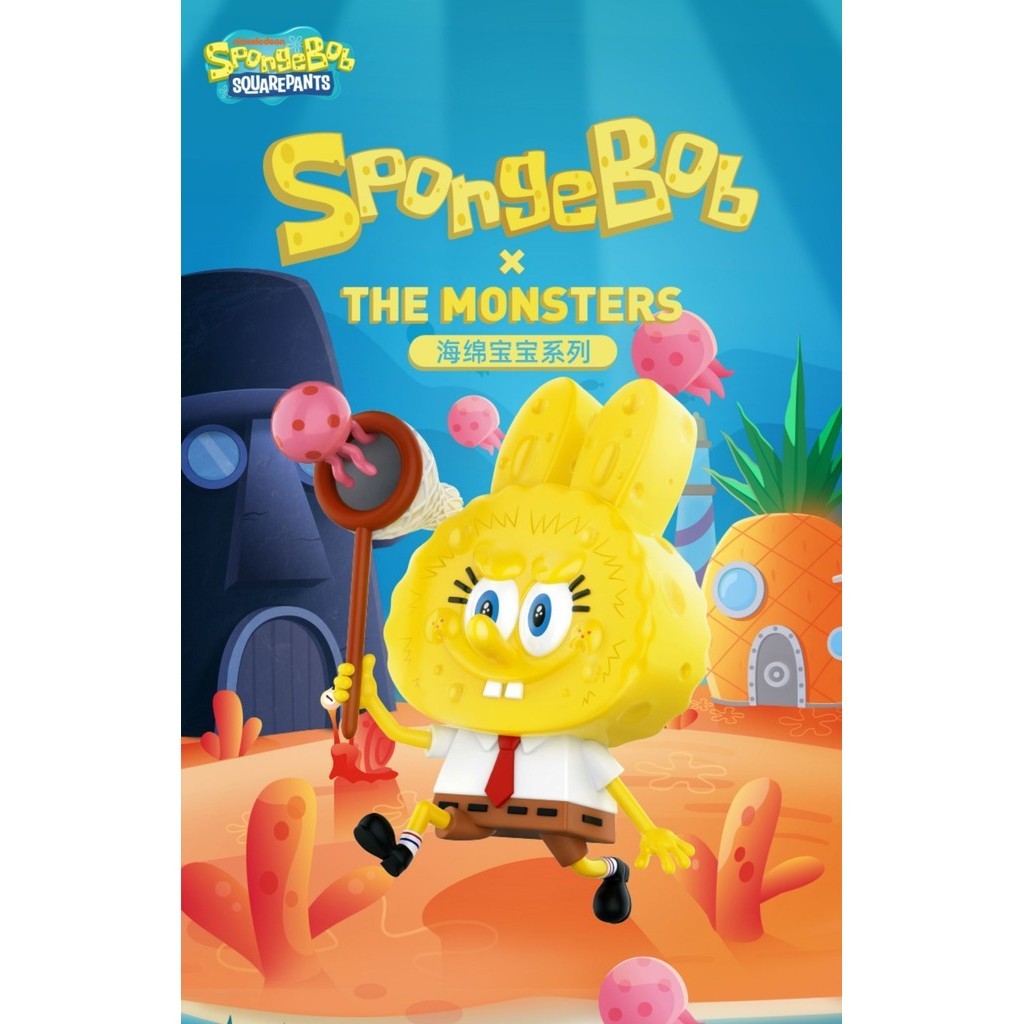 P POPMART POPMART LABUBU SpongeBob SquarePants Series Figure Mystery Box ตุ ๊ กตาของเล ่ นน ่ ารักของขวัญ