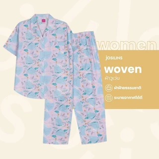Josilins ชุดนอน ผู้หญิง ลิขสิทธิ์ ดิสนีย์ Disney Princess เจ้าหญิง เสื้อคอปก แขนสั้น ขายาว ผ้าวูเว่น พลัสไซส์ ML 2026