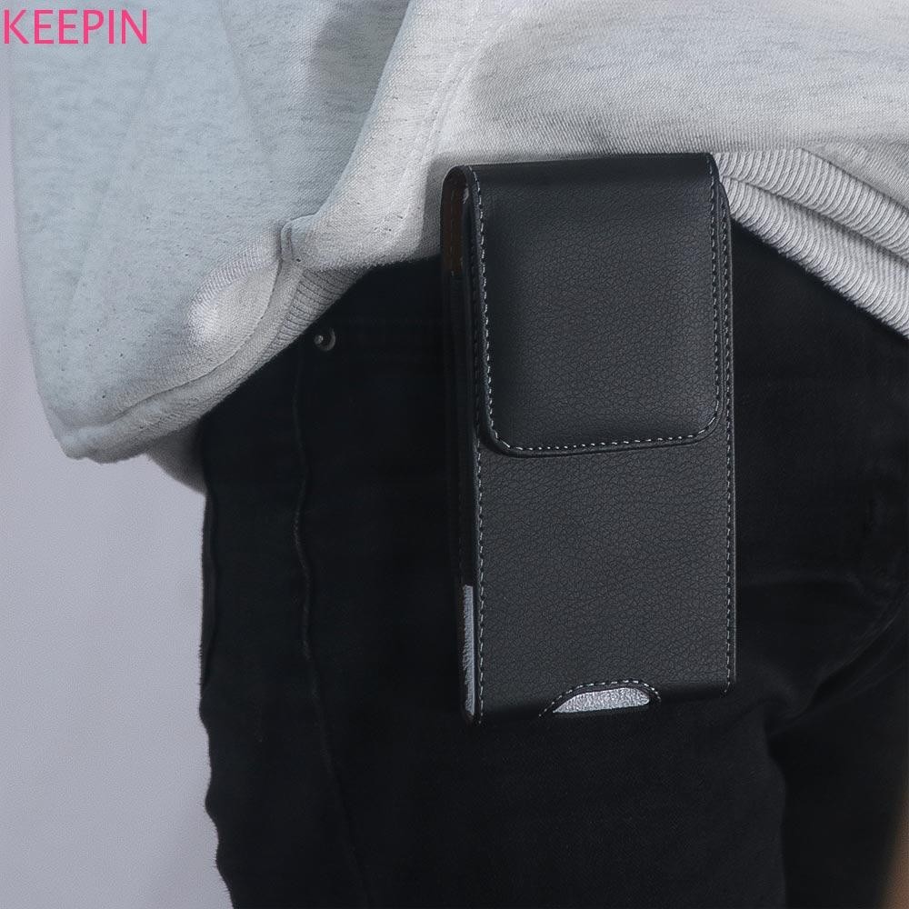 KEEPIN กระเป๋าคาดเอวโทรศัพท์สวมเข็มขัดสไตล์แนวตั้ง Bum Bag สมาร์ทโฟน Clamshell มัลติฟังก์ชั่นผู้ถือบัตรกันน้ําเหมาะสําหรับผู้ชายโทรศัพท์เข็มขัดแขวนกระเป๋า
