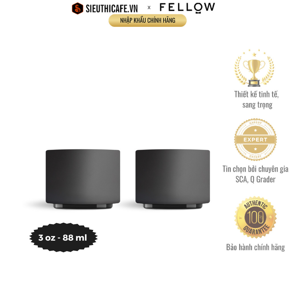 Fellow Monty Milk Art Cups - Espresso - 3oz/88ml - สีดํา - 2 ถ้วย/1 ถ้วย