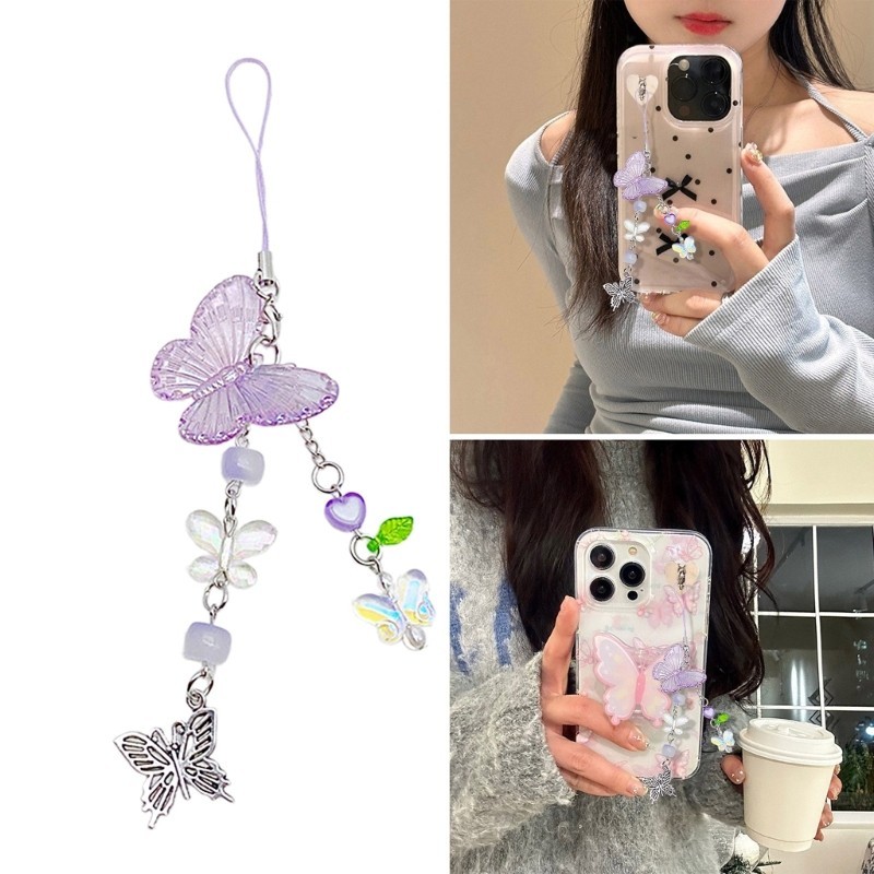 Orangesea Fashion Bowknot Phone Accessory Trend Phone Charm สําหรับผู้หญิงพวงกุญแจลูกปัด