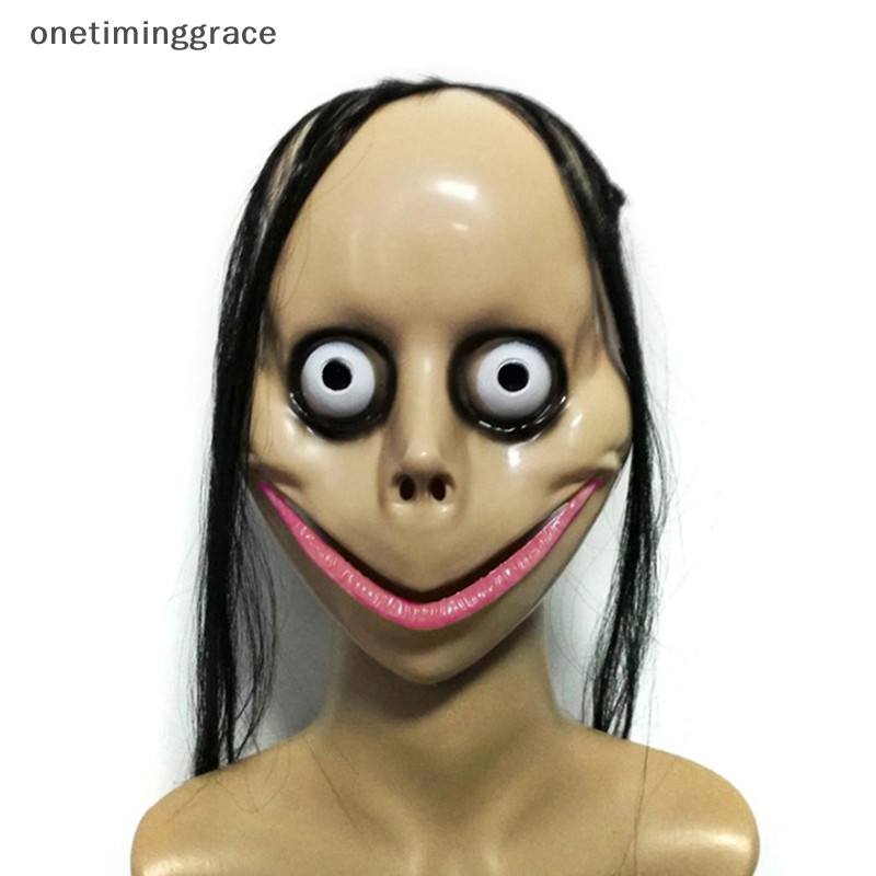 Onetiminggrace ฮาโลวีนสยองขวัญด ้ วยหน ้ ากากผมยาวหน ้ ากากตลกหน ้ ากากปากรูปตัว V MoMo หน ้ ากาก OMA