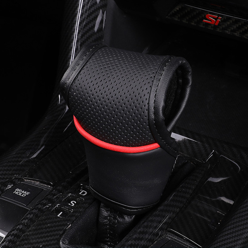 Universal PU หนังเกียร ์ รถลูกบิดอัตโนมัติ Shift Knob ฝาครอบเกียร ์ ลูกบิดอัตโนมัติเกียร ์ อัตโนมัติเกียร ์ ลูกบิดเกียร ์ รถ Sticks อุปกรณ ์ ตกแต ่ งภายในรถยนต ์
