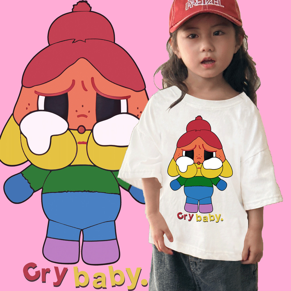 【Pride Month】8 สี จัดส่งเดี๋ยวนี้!LGBT X cry baby Rainbow เสื้อยืดเด็ก 100-150cm