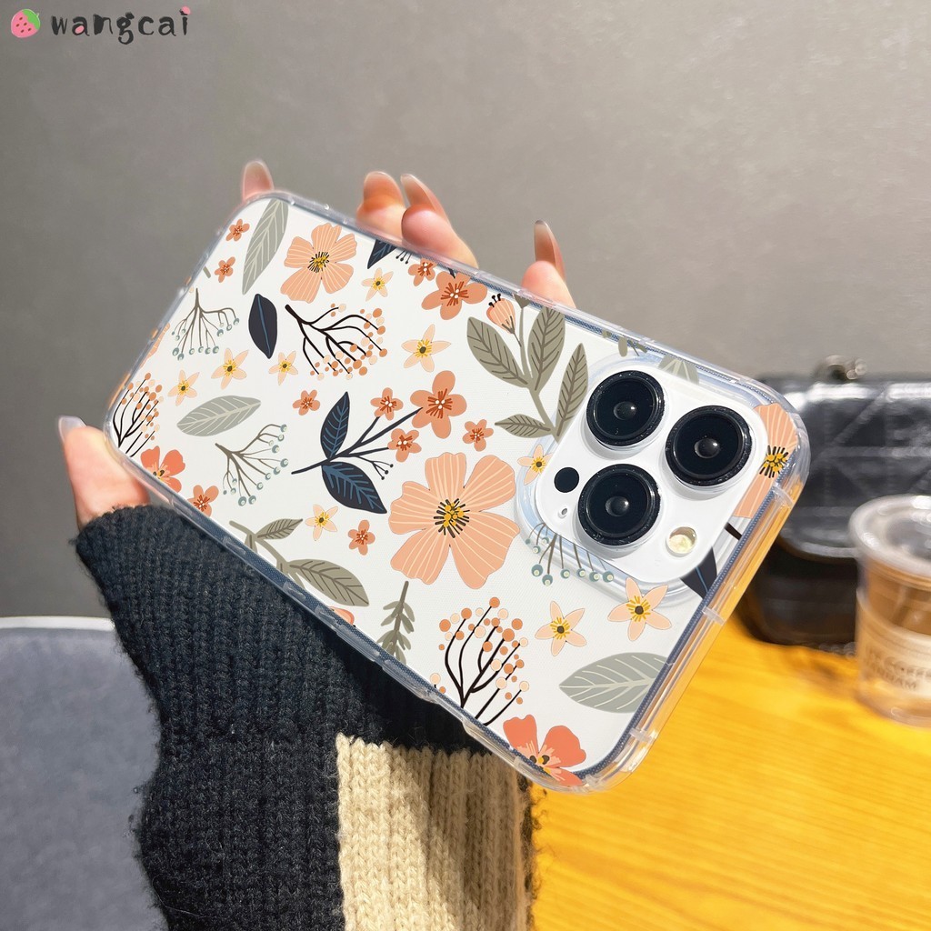 สําหรับ Huawei Nova Y90 Y72 Y70 Plus Y61 6 SE 5 Pro 5T 4e 3 3i 2s เคสโทรศัพท์สไตล์เกาหลีดอกไม้น่ารักดอกไม้ดอกไม้ดอกไม้โปร่งใสฤดูร้อนสีส้มซิลิโคนอ่อนนุ่มกรณีฝาครอบ