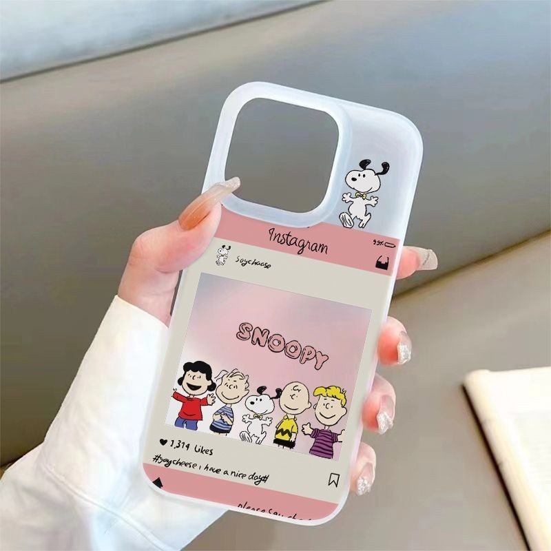 การ์ตูนการ์ตูน Snoopy Simple Matte Skin Feel เหมาะสําหรับ Apple iPhone15 ProMax 11 14ProMax 7Plus 8Plus 12ProMax XSMax X XS 13ProMax เคสโทรศัพท์ซิลิโคนใส