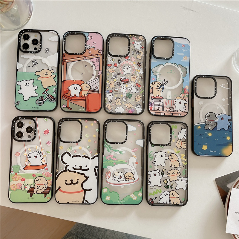 คุณภาพสูง CASETiFY Matese Line puppy 2.5 อะคริลิคอัพเกรด thicken Magnetic effect เคสโทรศัพท์สําหรับ iPhone 12 13 14 15 Pro MAX Plus กันกระแทกป้องกัน