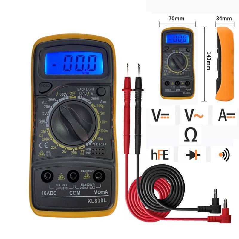 Digital LCD Multimeter XL830L เครื่องวัดแรงดันไฟ วัดกระแสไฟ วัดค่าความต้านทาน วัดทรานซิสเตอร์ ดิจิตอลมัลติมิเตอร์