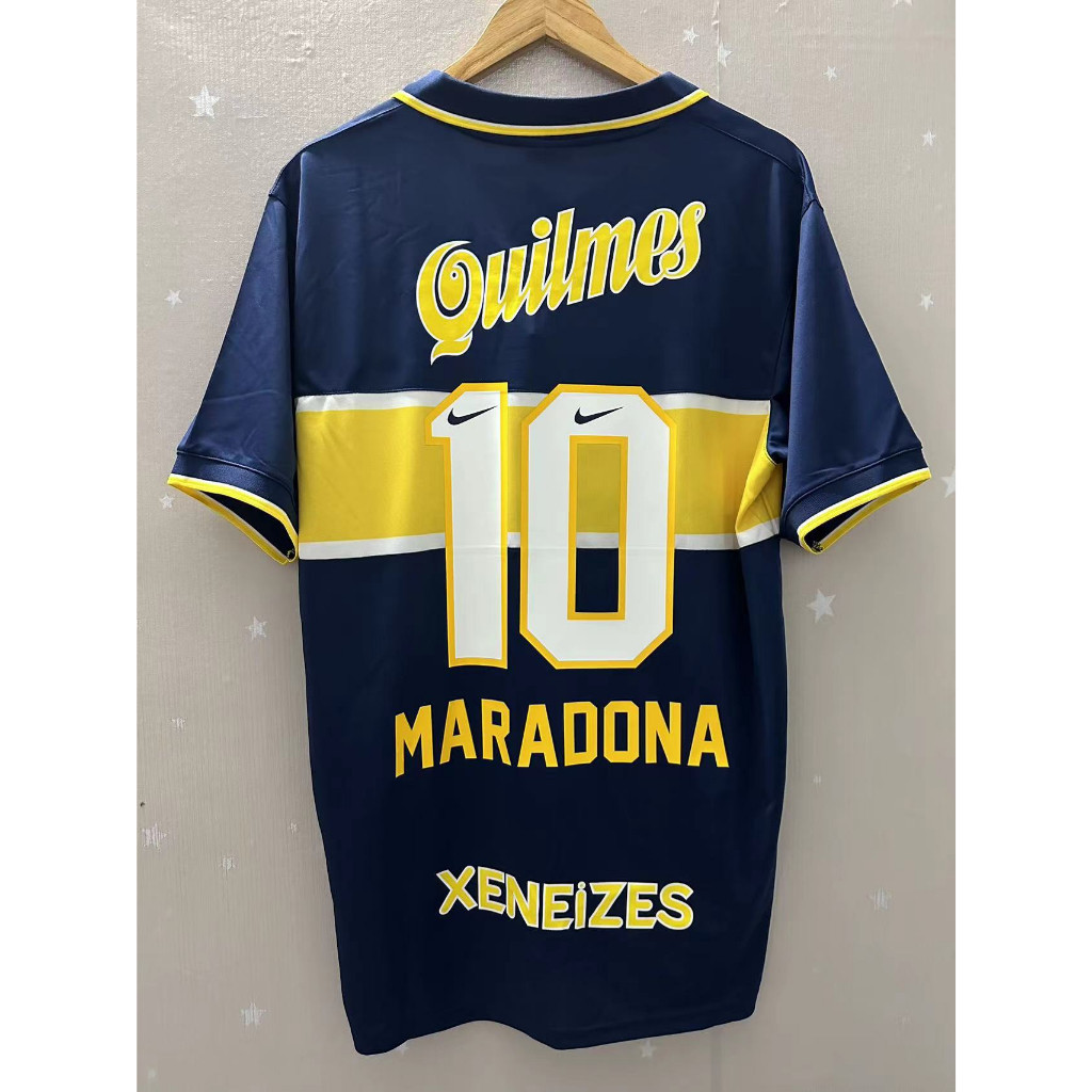 96-97 Boca Juniors คุณภาพสูง Home Retro ฟุตบอล Jersey เสื้อยืดที่กําหนดเองเสื้อฟุตบอล MARADONA ROMAN