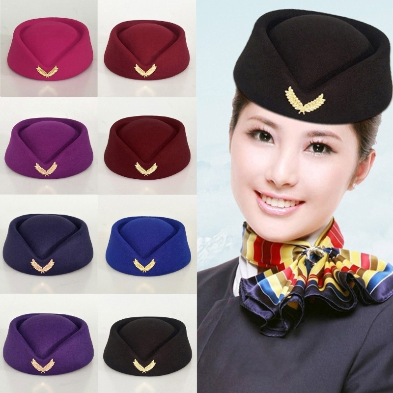 หมวก Mya Air Hostess สําหรับอุปกรณ์คอสตูมคอสเพลย์ฮาโลวีนสําหรับทรัพย์สินในอาคาร
