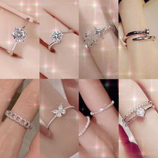 แหวน ปรับขนาดได้ ผีเสื้อ ดอกไม้ สไตล์สาวเกาหลี แหวนแฟชั่น เค…