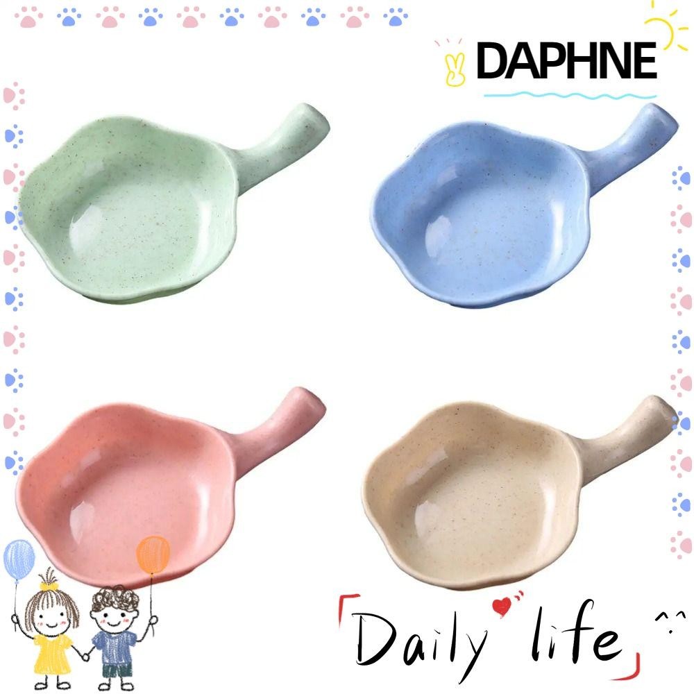 Daphne Condiment Container,ทําความสะอาดง ่ ายอุปกรณ ์ ครัวจานเครื ่ องปรุงอาหารพร ้ อมที ่ จับฟางข ้ าวสาลีชามปรุงรส